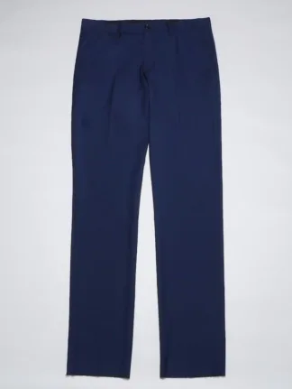 Flat lay of classic navy blue pants – versatile men’s style essential