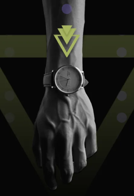 Man's left hand wearing a classic wristwatch on Snazzy guy homepage.