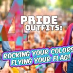 Two stylish individuals in colorful suits stand confidently at a vibrant parade, showcasing bold Pride Outfits.