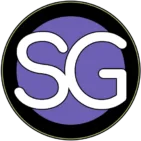 SnazzyGuy SG logo featuring white SG lettering inside a purple circle with a black outer ring.